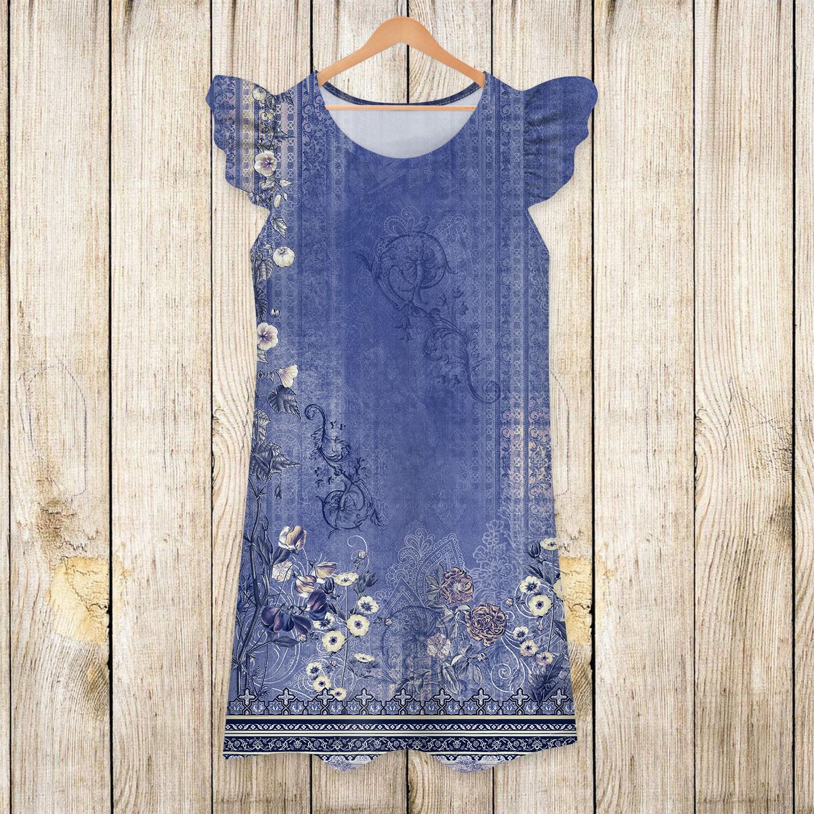 

Детское платье с рукавами-крылышками, юбка с принтом, повседневное платье 140