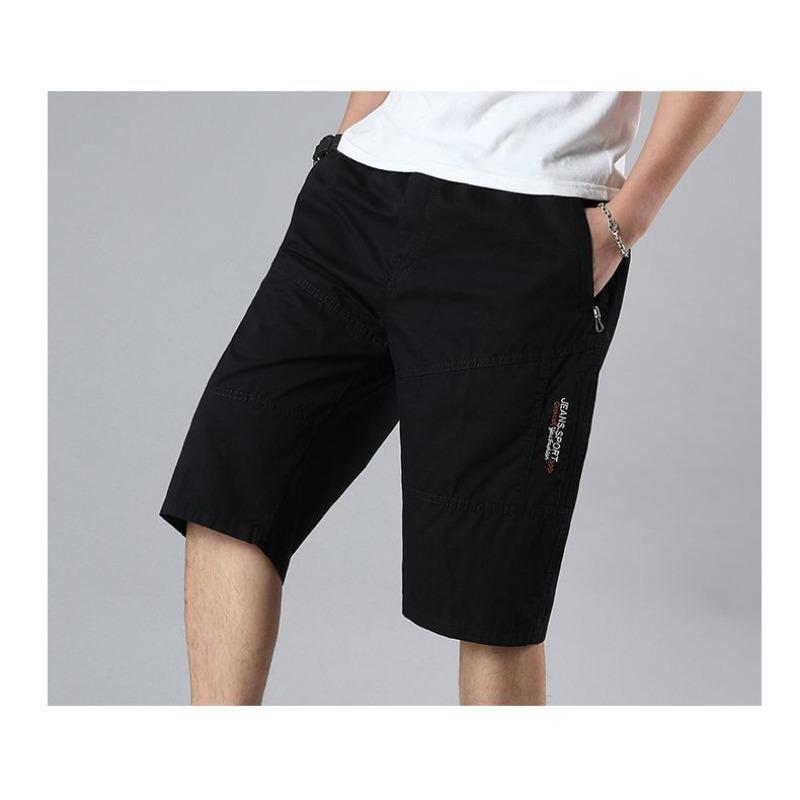 Men's Casual Cargo Shorts Elastic Waist Lightweight Multi Pocket Mid-Length Shorts for Outdoor