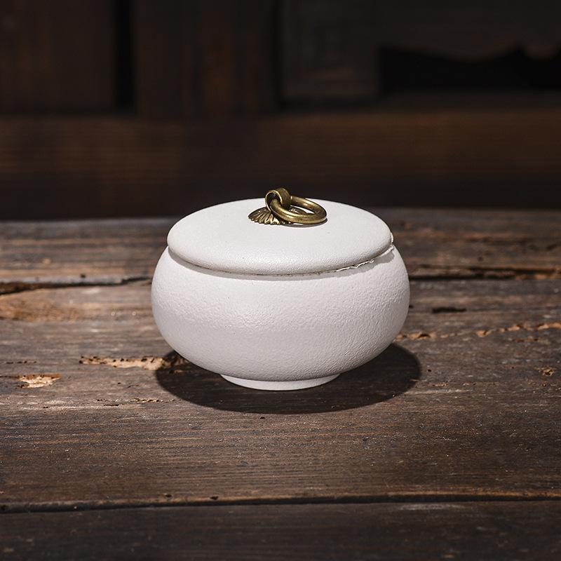 Creative Tea Jar Ceramic Coffee Food Sealed Jar Household Moisture-proof Storage Box Portable Travel Box Storage Container Home