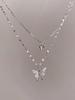 Double Layer Butterfly Necklace for Women, Lats Sparkling Collar Chain, Exquisite Jewelry, Banquet Party, Holiday Gift, 1
