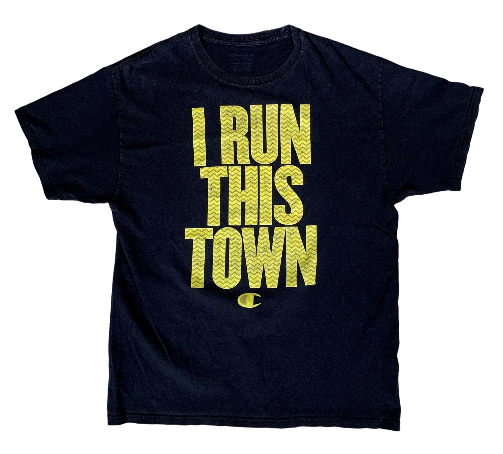 Champion I Run This Town Black T-Shirt Size Large 4XL