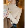 Sweater Women Solid Autumn Winter Mid Neck Basic Pullover Soft Half High Collar Long Sleeve Knit Pullovers Tops