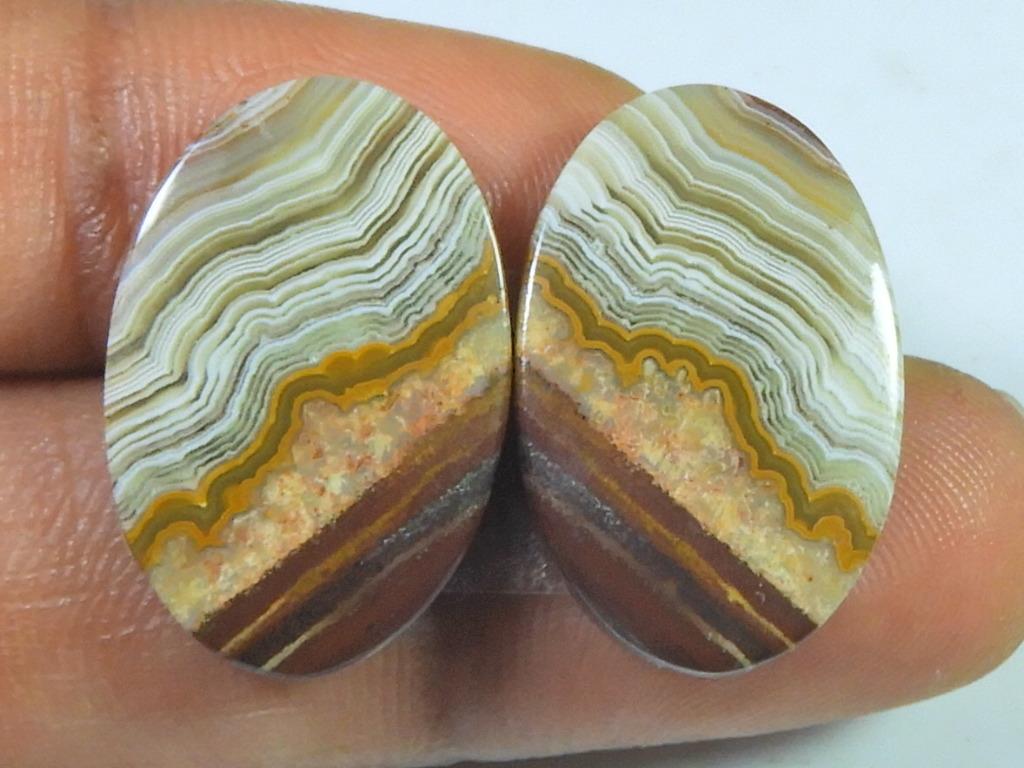 24Cts. AAA Crazy Lace Agate (14X22X2 mm each) Oval Cabochon Matched Pair SK-3081