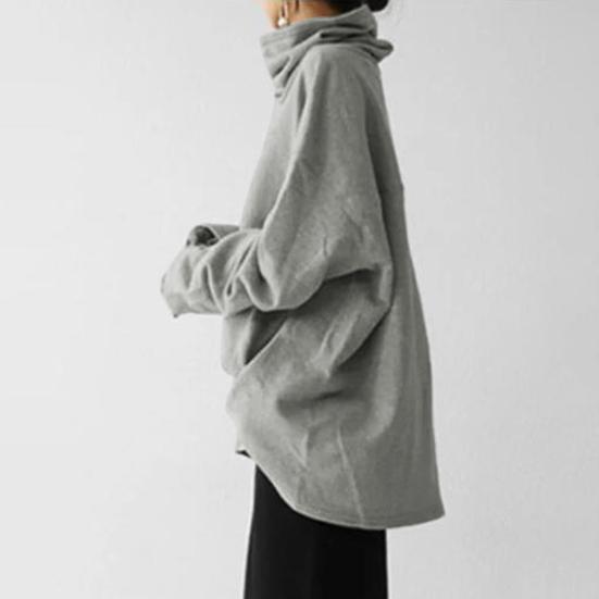 Однотонна блуза-пуловер з бічною кишенею, плюшевою підкладкою, довгим рукавом і коміром-стійкою, жіночий світшот для трексуїту