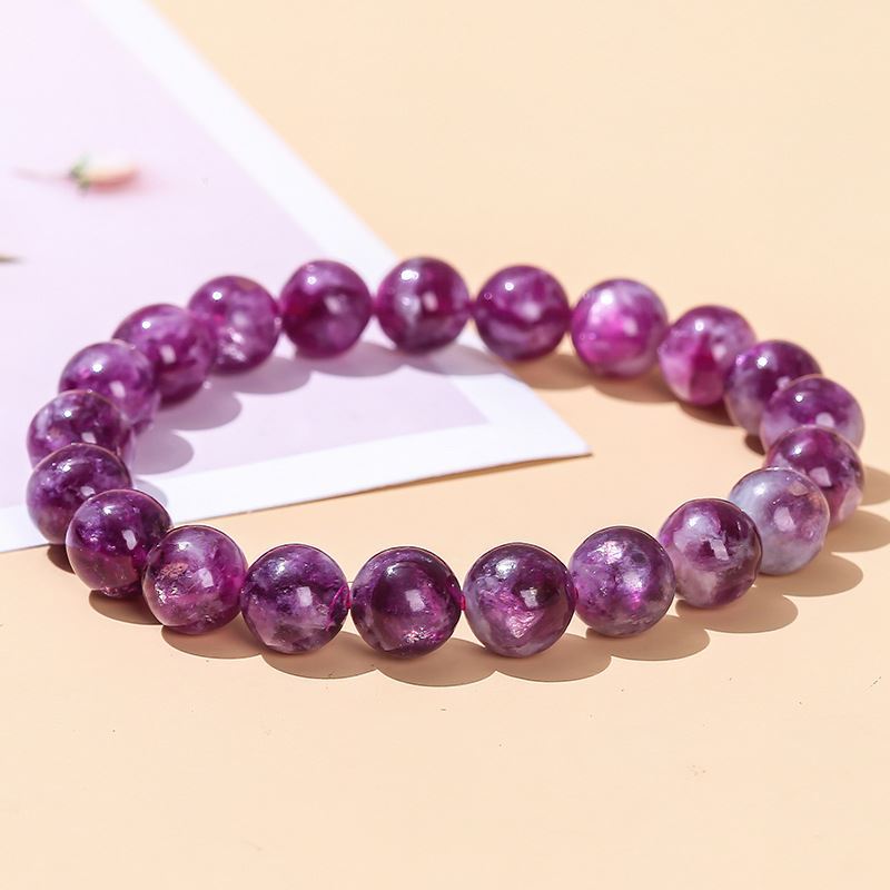 Natural Purple Emerald Bead Bracelet Purple Amethyst Bead Bracelet