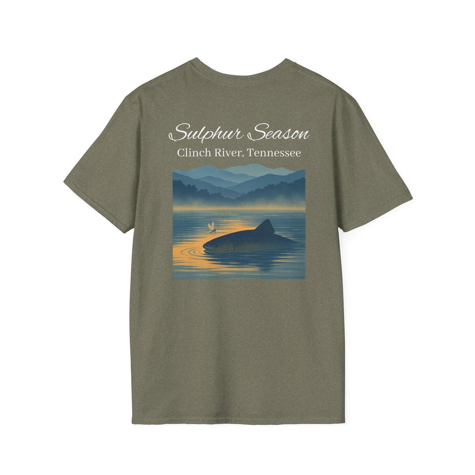 Fly Fishing T-Shirt, Clinch River Trout Tee, Sulphur Season, Fishing Apparel 4XL