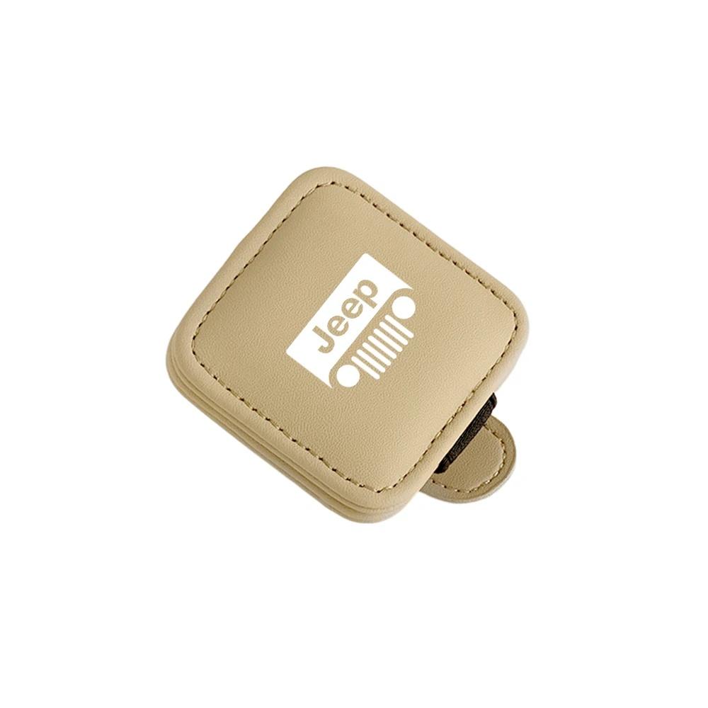 Multifunctional Magnetic Car Glasses Clip PU Leather Sun Visor Holder for Jeep Wrangler Grand Cherokee Compass Auto Accessories