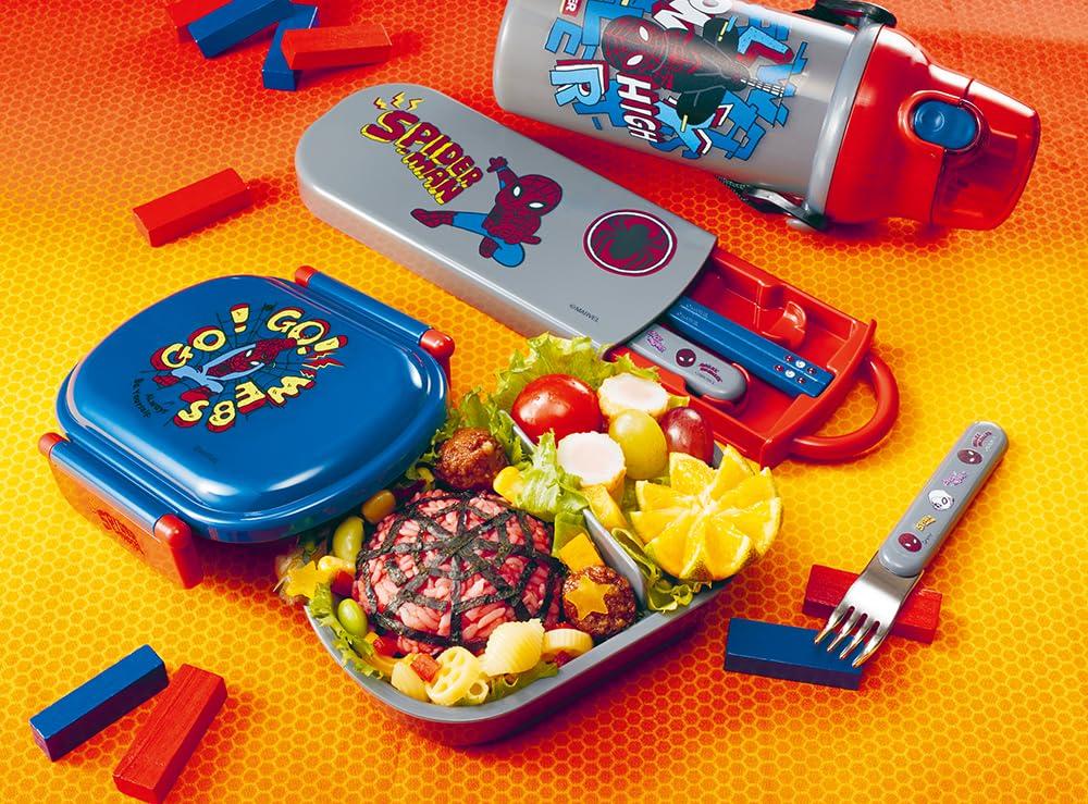 Skater Children's Bento Box, 360ml Capacity, Fluffy Lid, Made in Japan, Single Tier, Dishwasher and Microwave Safe, Spider-Man Pop Comics Design,