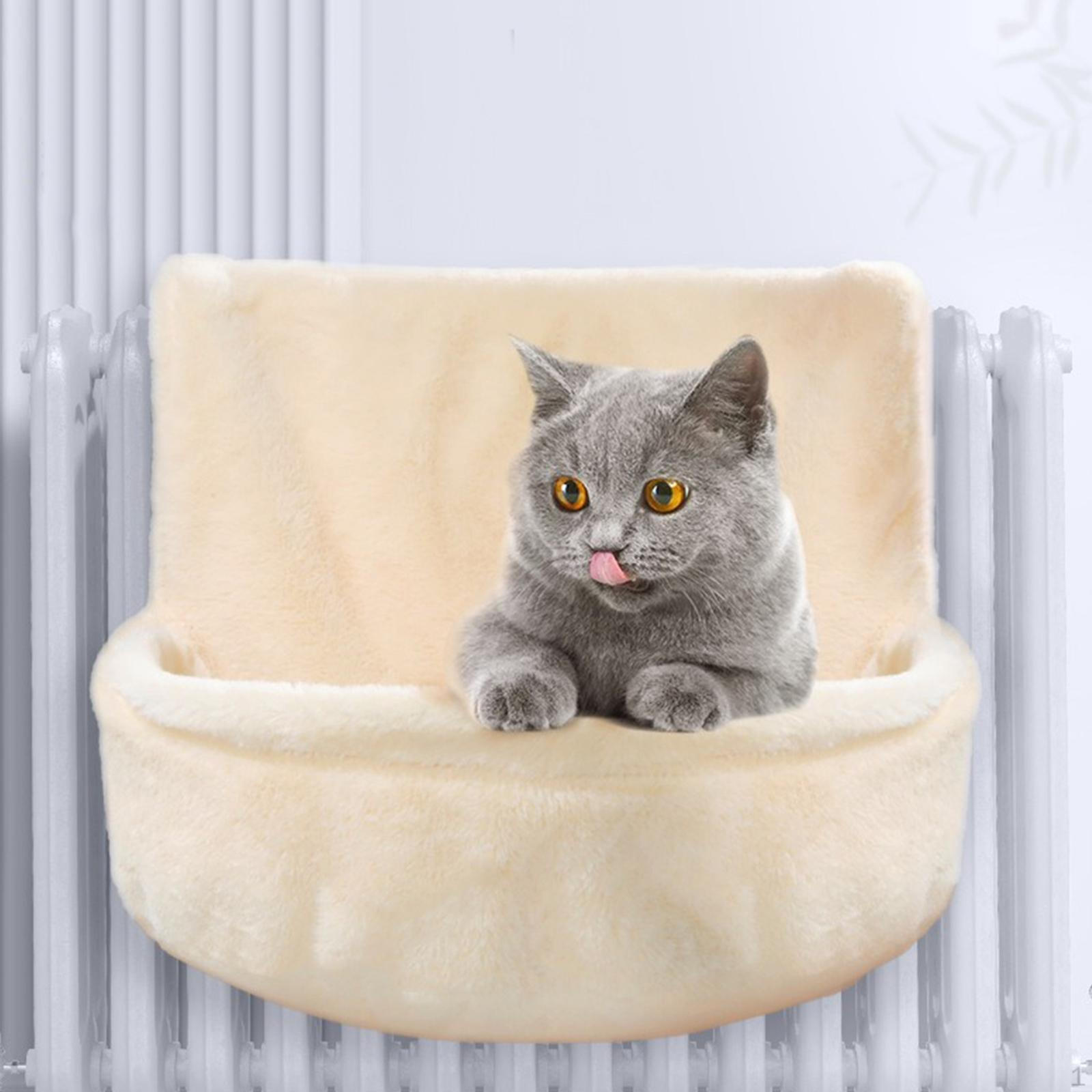 

Кровать для кошки с обогревателем, кровать для дома, теплый просторный шезлонг, шкафчик для сидения у окна бежевый