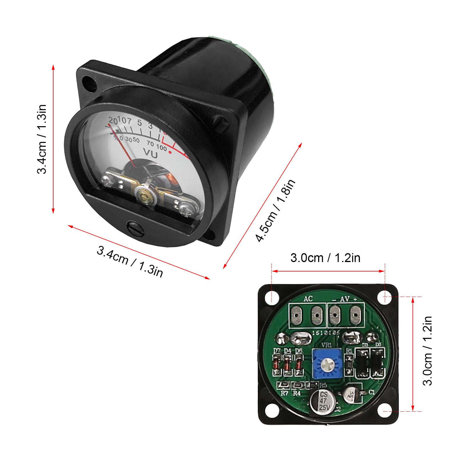 

VU Meter 2 Pcs Panel VU Meters Warm Back Light Analog DB Sound Level Indicator Recording & Audio Level Amp with Driver Board чорний