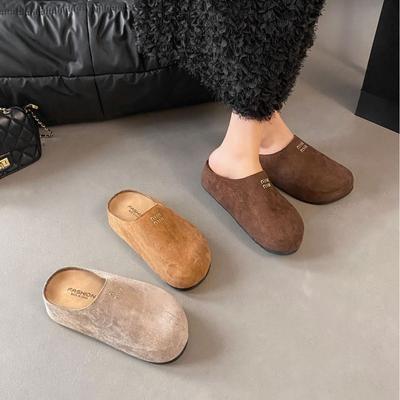 Retro Boken Bag Head Slippers Women's Inner Height Increase 2025 New Spring and Autumn Fashion Versatile Matte Boken Half Slippers