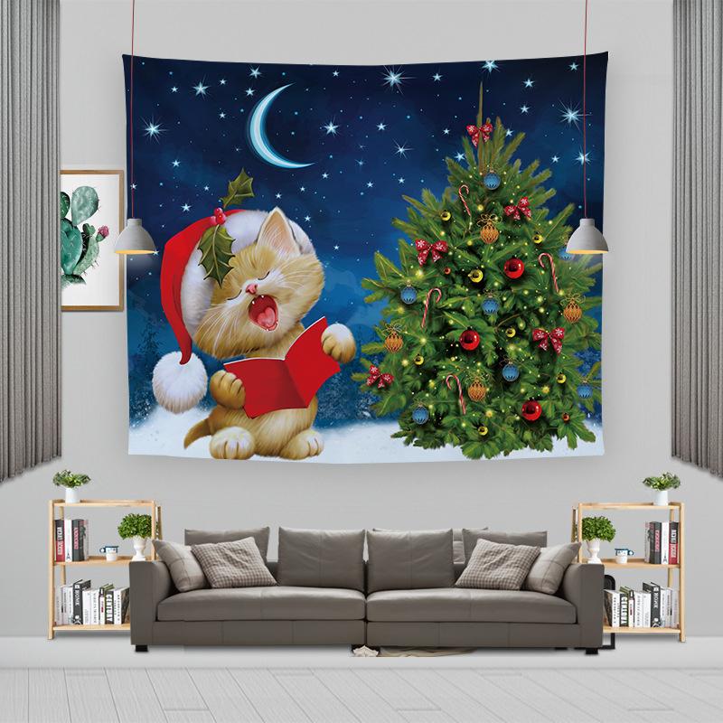 Cartoon Weihnachtsmann Wandbehang Wandteppich Frohe Weihnachten Wandteppich Hintergrundtuch Polyester Fröhliche Frohe Weihnachten Wandteppiche