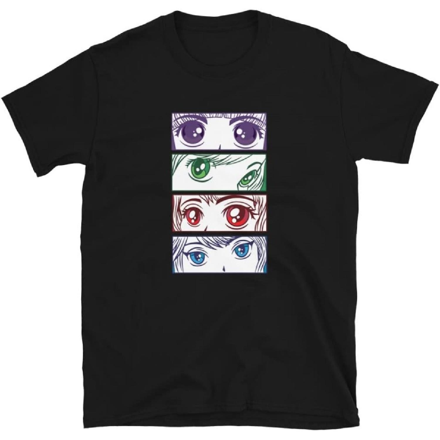 Anime Girl Eyes Waifu T-Shirt, Black, Large S