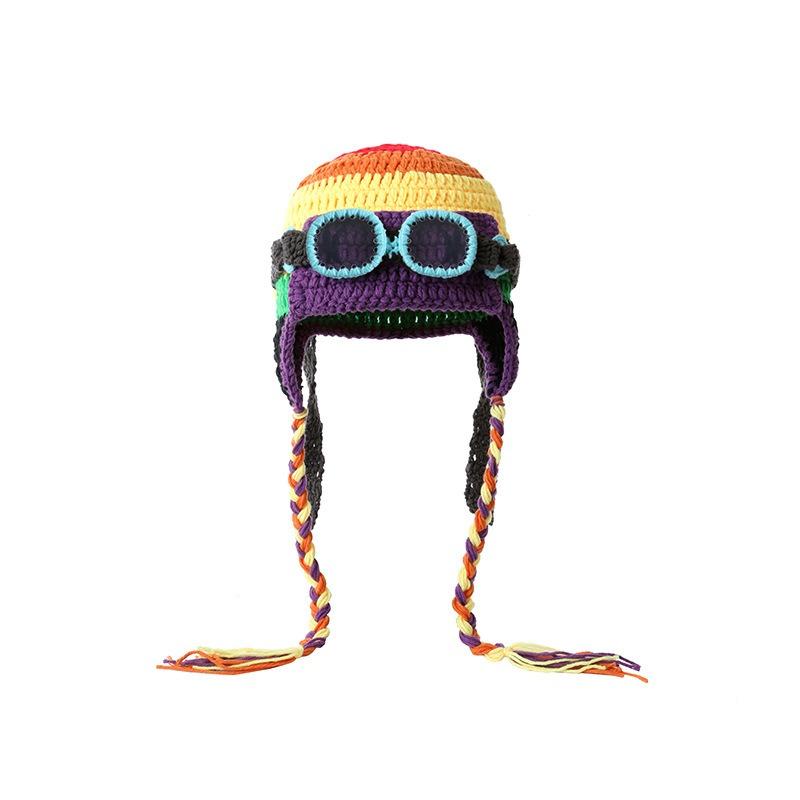 Danjianji glasses removable wool hat female funny cute ear protection knitted flying hat tide