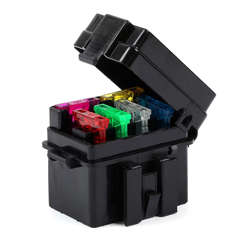 4 Way Car Insurance Medium Relay Fuse Box Assembly Circuit Controller Box With 8Pcs Terminals 6Pcs Fuses Automotive Fuse Box
