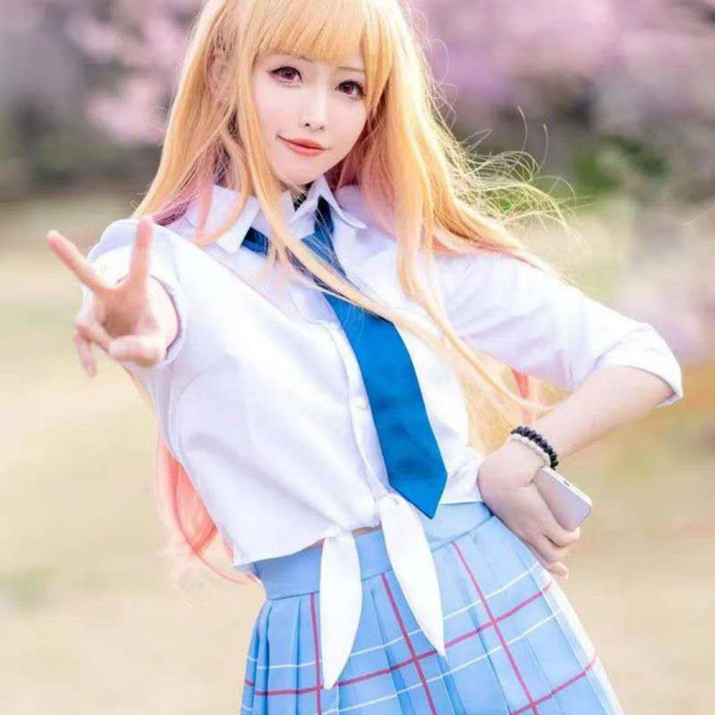Kitagawa Marin Cosplay Anime Min Klesdrakt Darling Kitagawa Marin Cosplay Kostyme Kjoler Skoleuniform Parykk Øredobber Dress Jenter