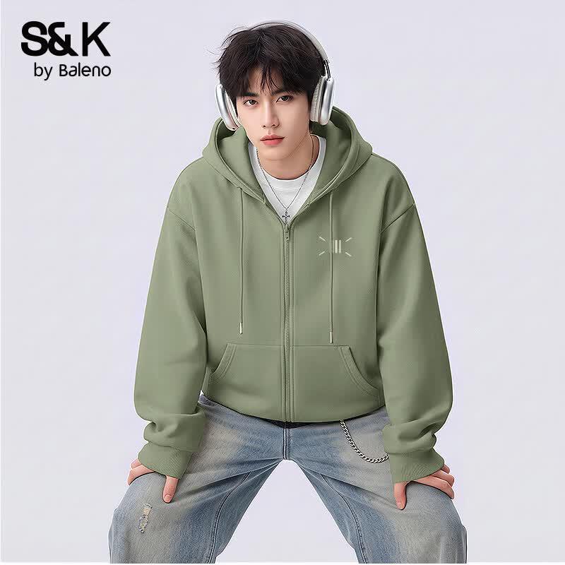 Baleno S&K Men's Relaxed Fit Hooded Cardigan Sweatshirt