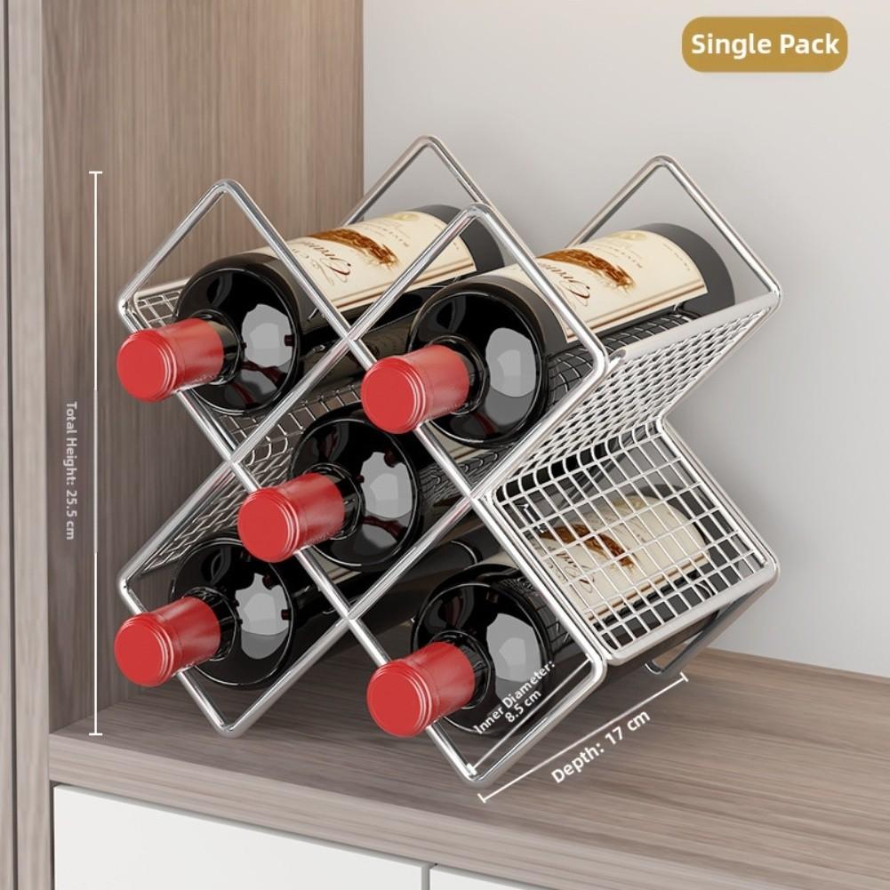 Adaptable Kitchen Needs Desktop Wine Holder Wine Rack Wrought Iron Storage Silver