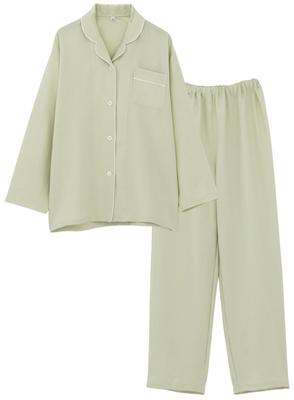 Kaituck Family Relaxed Soft Korean Muted Open Long Light Women's Pajamas, Loungewear, Style, Color, Front, Sleeves, Spring/Autumn (LL, Green)