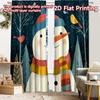 2pcs, 2D FLAT PRINTING Curtains (Without Rod) Snowy Friend Festive Fashion Curtains Polyester Easy Install Curtains Thermal