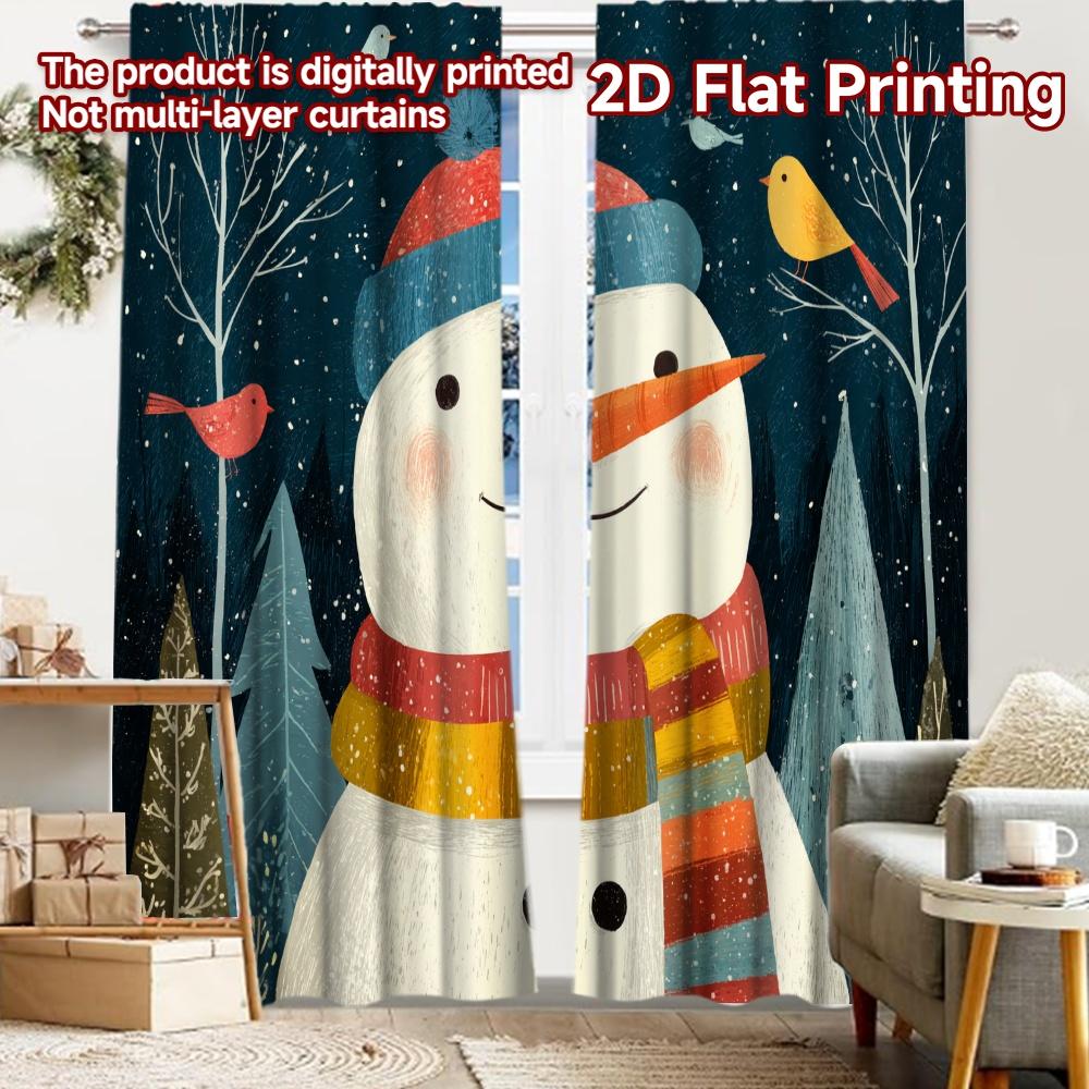 

2pcs, 2D FLAT PRINTING Curtains (Without Rod) Snowy Friend Festive Fashion Curtains Polyester Easy Install Curtains Thermal 52.50 × 116.00 cm 2 pcs