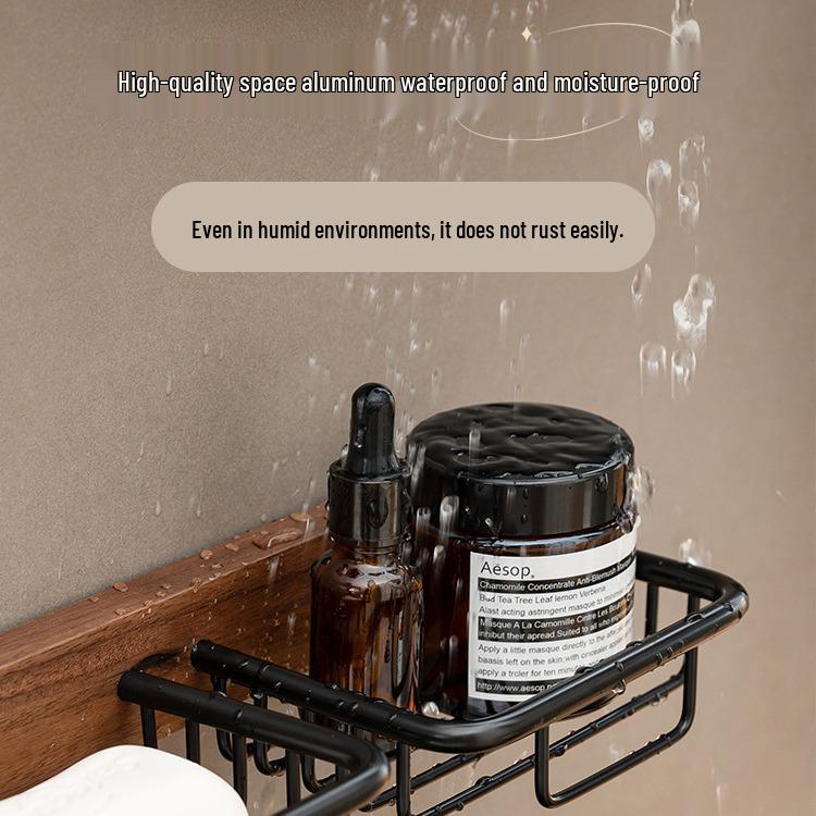 Walnut Wood Punch-Free Soap Dish & Tissue Box Holder