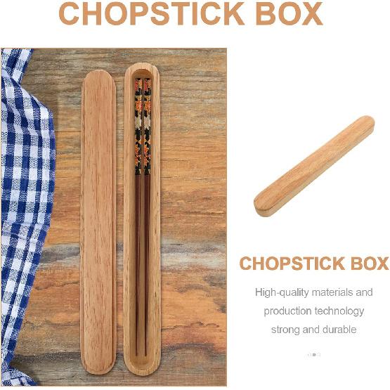 Chopsticks Case Holder for Travel Portable Chopstick Box Reusable Wood Chopsticks Carrying Case Flatware Cutlery Case for Camping Bento Containers