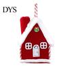 Miniature Cabin Tabletop Decor Plush Christmas House Hanging Ornament, Fabric Gingerbread Pendant with Garland Embellishment Rope, Xmas Tree