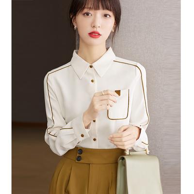 Frauen Langarm Mode Patchwork Bluse und Hemden Büro Dame Arbeit Tragen Tops