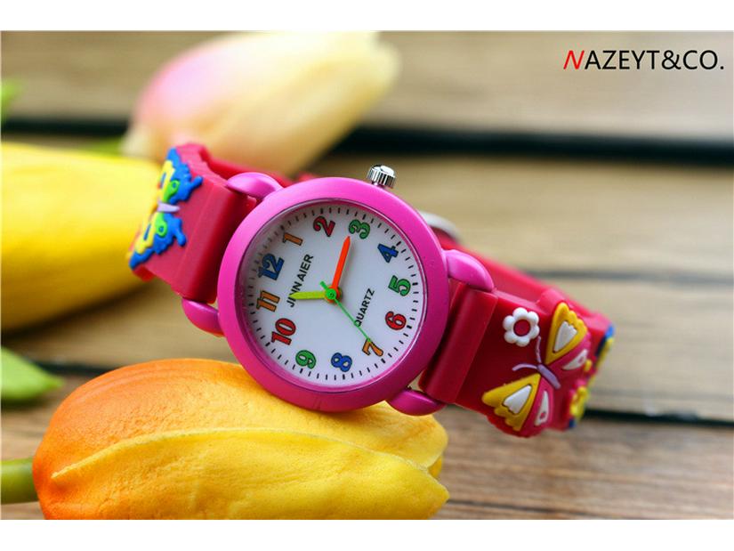 3D Kids' Quartz Butterfly Watch - Silicone Band for Elementary Students