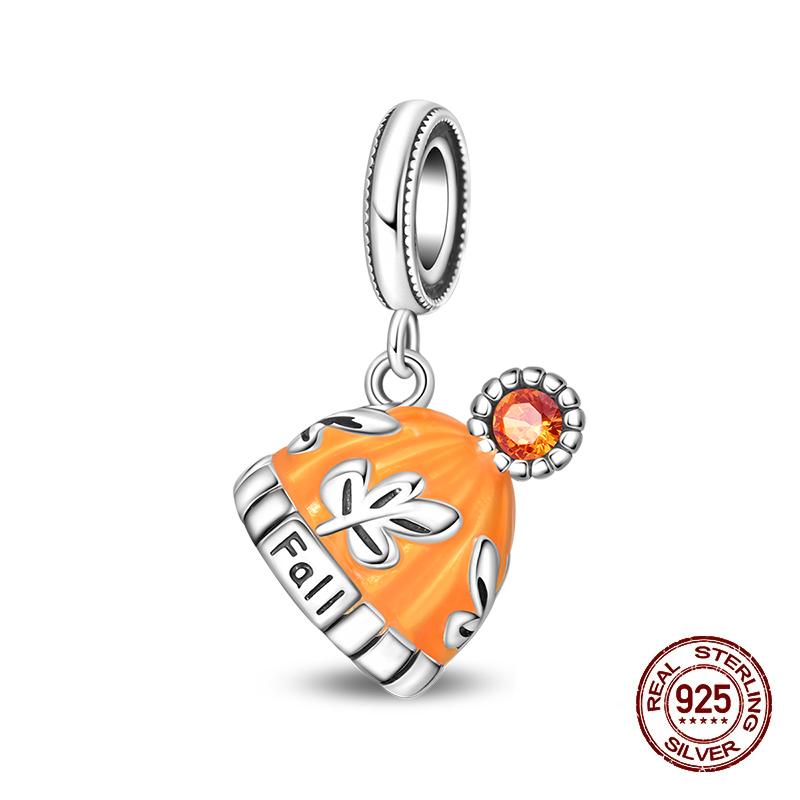 Autumn New Copper Brown Maple Leaf Pumpkin Bee Charms Bead Fit 3Mmoriginal Bracelets Diy Jewelry Warm Gift