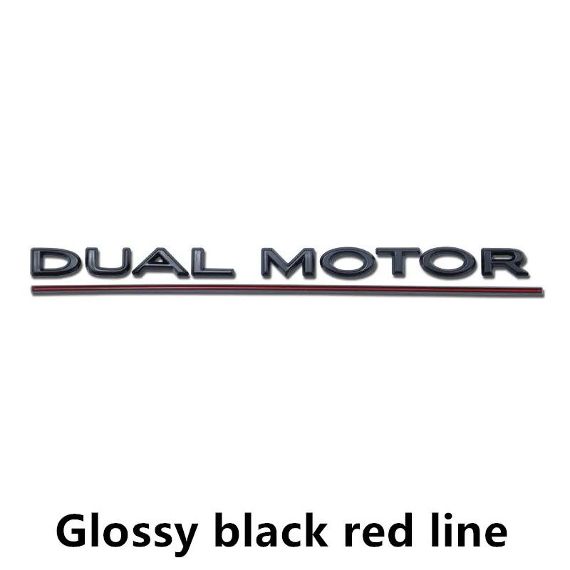 Dual motor underline letter badge For Tesla Model Y 3 X S Car Styling High Performance Trunk badge sticker Chrome black red
