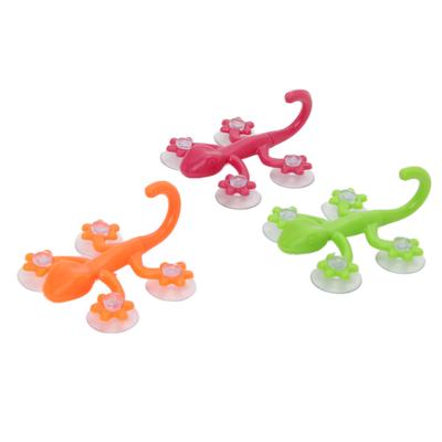 Gecko poderoso plástico quatro ventosas gancho gancho de parede decoração banheiro