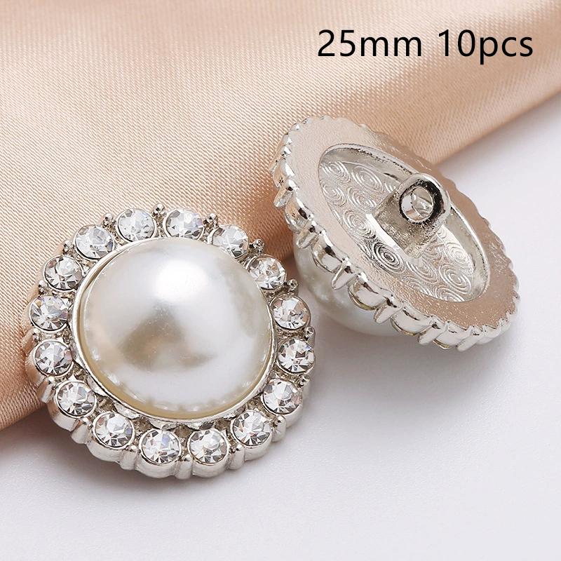 10Pcs 18/20/25Mm Flower Pearl Rhinestones Plastic Shank Buttons For Women Garment Jacket Sweater Handmade Sewing Accessories
