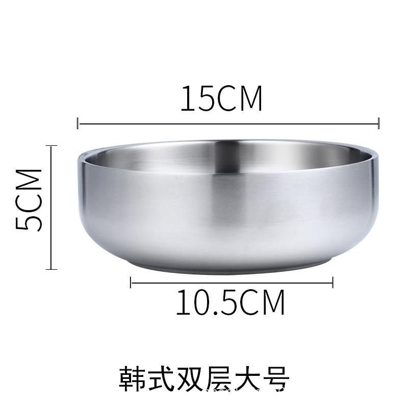 304 Edelstahl Doppelschicht Suppenschüssel Verdickte koreanische Nudelschüssel Haushaltsverbrühungsschutz Reisschüsseln Küchengeschirr