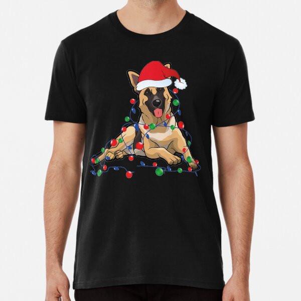 Christmas Lights German Shepherd Dog With Sa S To 5XL Made In the AU/USA T-Shirt