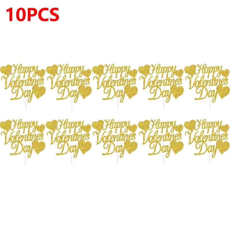 

30/10Pcs Happy Valentines Day Cupcake Toppers Festival Cake Flag Valentine s Day Party Cake Decorations for Weddings Engagements
