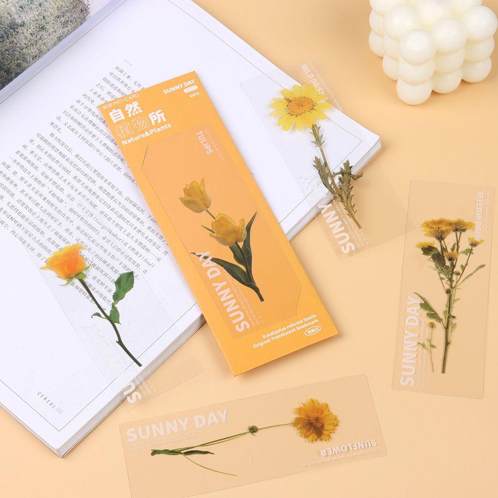 Book Note Marker PET Bookmarks Card Specimen Bookmarks Nature Plants Bookmarks Translucent Flower