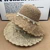 Girl New Fashion Style Bucket Hat MultiColor Foldable Sun Crochet Hat For Beach Travel And Vacation Handmade Straw Hat CJCYMZ057