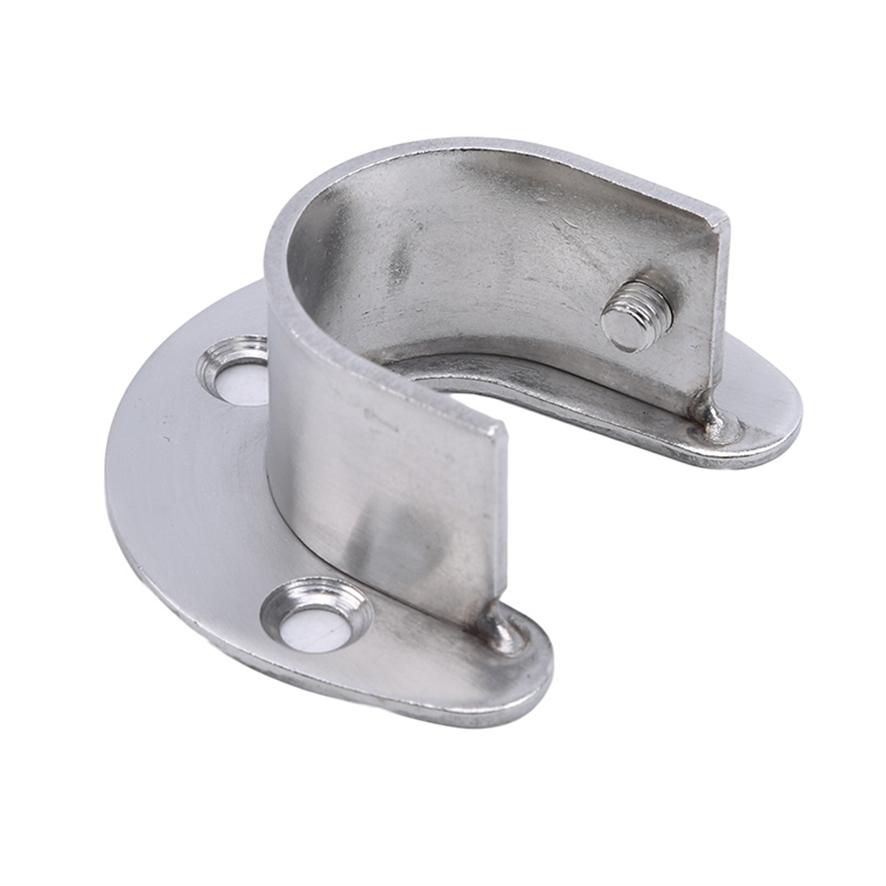 Thickened Stainless Steel Clothes Curtain Rod Round Tube Closet Wardrobe Clothes Rail Support Rod End Support Pole Flange