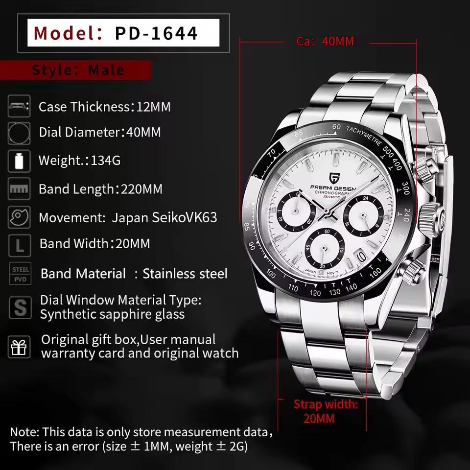 PAGANI DESIGN New Men Watches Luxury Quartz Watch For Men 100M Waterproof Sports Chronograph Wristwatch for Men Gift