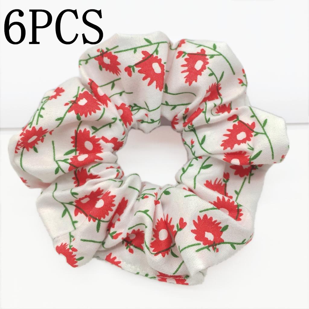 6pcs/lot Hair Scrunchies Bands Scrunchy Ties Ropes Ponytail Holder for Women Accessories Fabric Headwear Ditsy Floral Sweet Cute