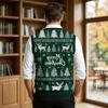 Men's Casual Wool V-Neck Knit Vest with Christmas Print for Commute and Daily Wear