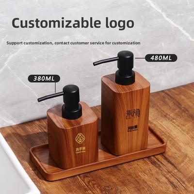 Wood Grain Hand Sanitizer Bottle Household Press Shampoo Water Filling Empty Bottle Hotel Soap Dispenser Bathroom Accessories