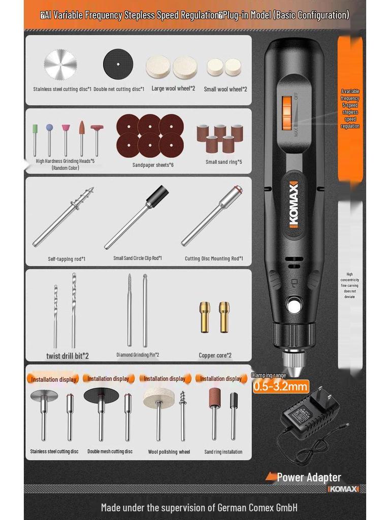 Handheld Electric Grinder & Polisher for Wood, Jadeite, Carving, and Cutting: Compact Electric Drill Tool