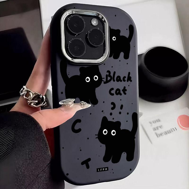 Schattige Zwarte Kat Zachte Case Voor Samsung S25 S24 S23 S22 Plus Ultra S23 S24 S20 S21FE A16 A53 A32 A51 A71 A31 A24 Note 20Ultra Cover