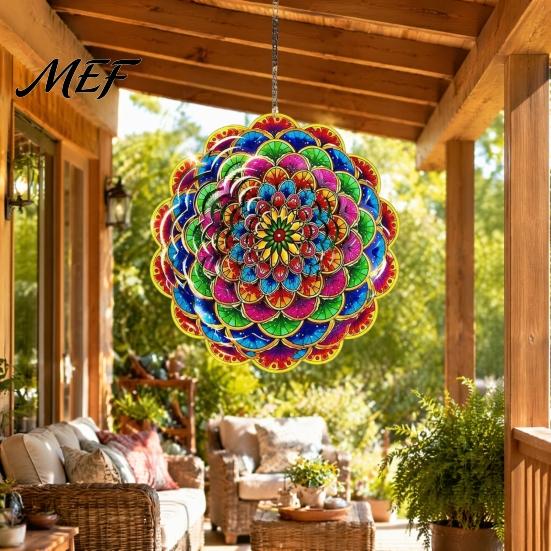 3D Kinetic Art Sculpture Outdoor Owl/Hummingbird/Flower/Tree of Life/Rooster Wind Spinners, Reflective Spinners Garden Decor, Bird Deterrents