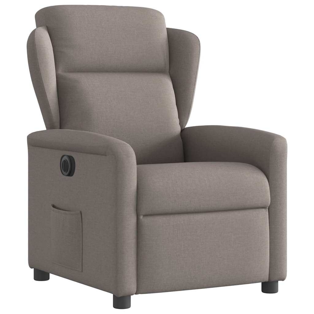 Electric Reclining Armchair, Taupe Color, Upholstered In Fabric