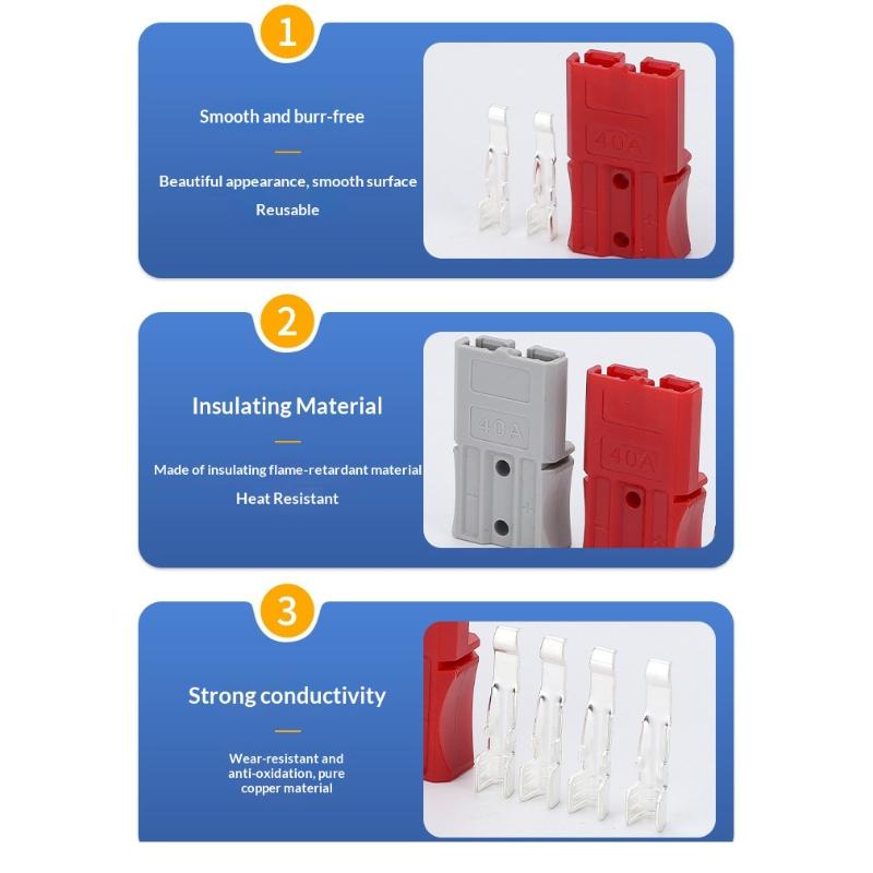 40A 600V Amp Plug Terminal Power Connector for Industrial Forklift Battery Heavy Duty Charging Adapter