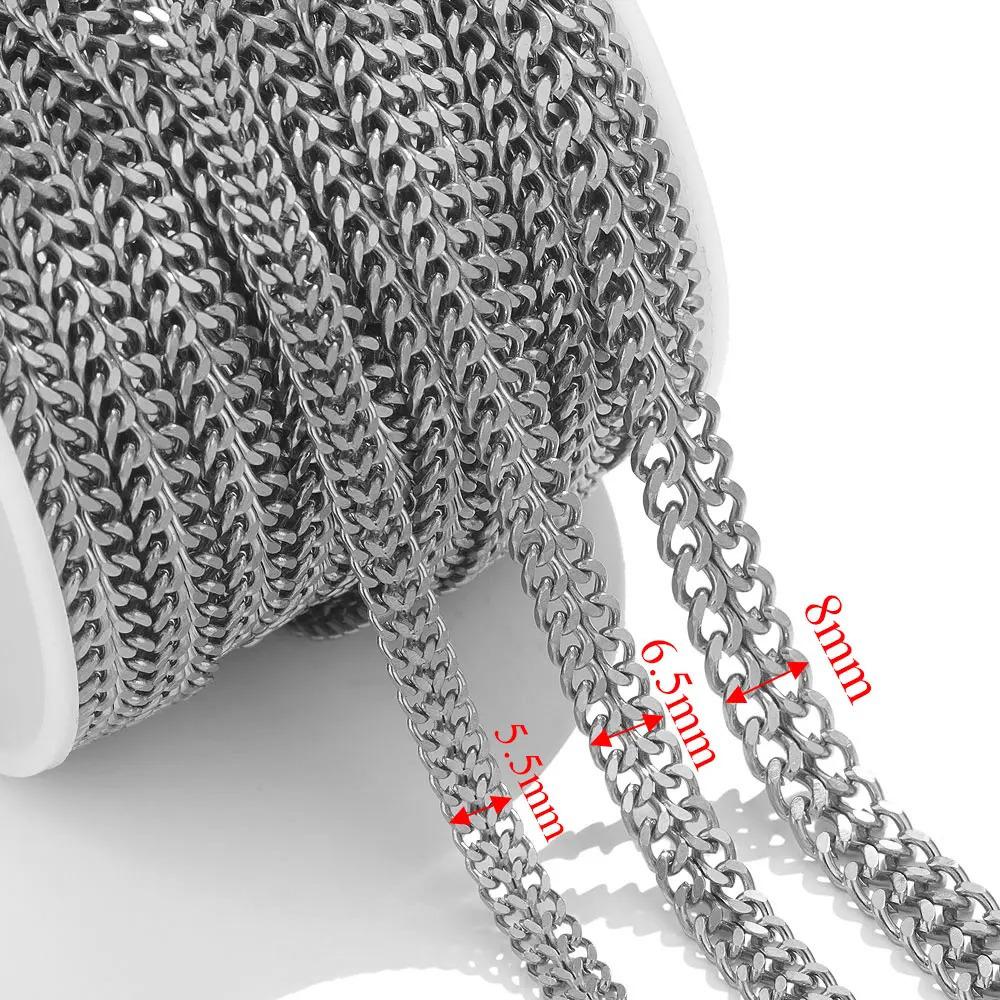 

Позолоченная 18-каратным золотом двойная плетёная плоская шлифованная цепь из нержавеющей стали в стиле хип-хоп - Различные размеры 0.8mm Diameter - 5.5mm Width [25g/m]